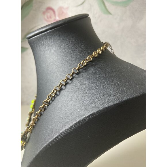 etc! Statement Necklace With Multi-Color Stones & Gold-Tone Chain - Picture 3 of 5